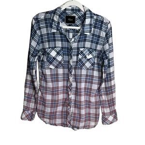 Rails Women's Ashton Ombre Plaid Western Long Sleeve Button Down Shirt Size Med